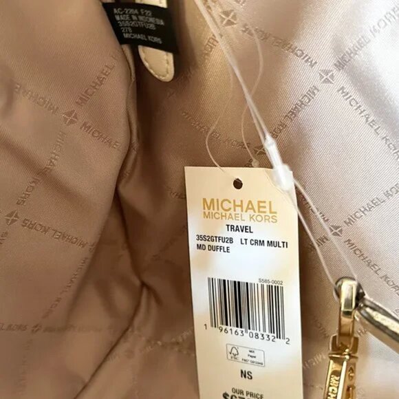 Michael Kors MK Jet Set Travel Medium Duffle Bag Satchel in Light Cream - Picture 3 of 9